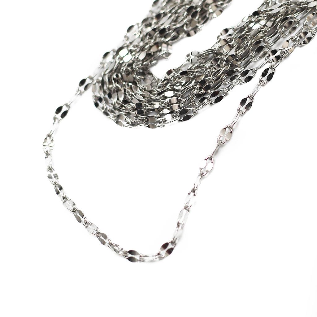 COL448-1 Cadena Acero plateada eslabón plano