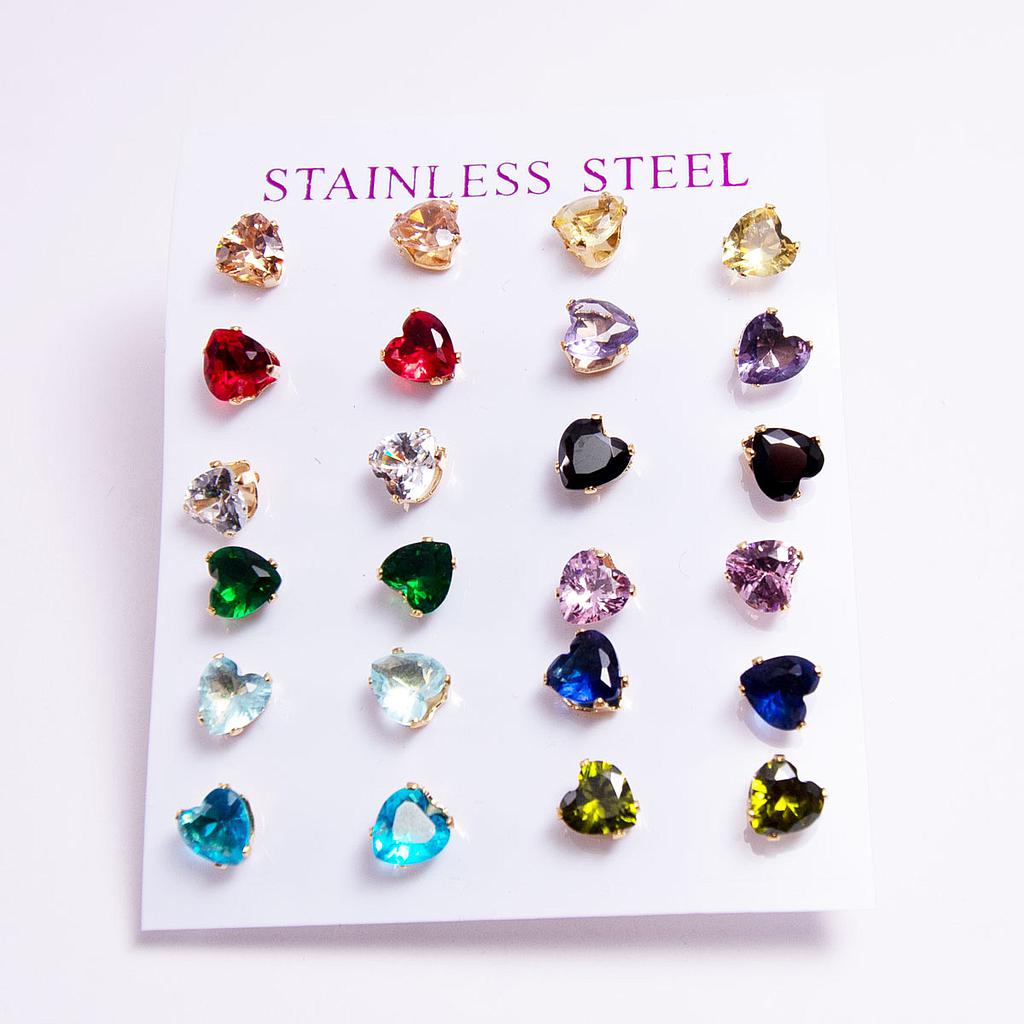 AR22805-1 Broquel acero con piedra mini colores varios