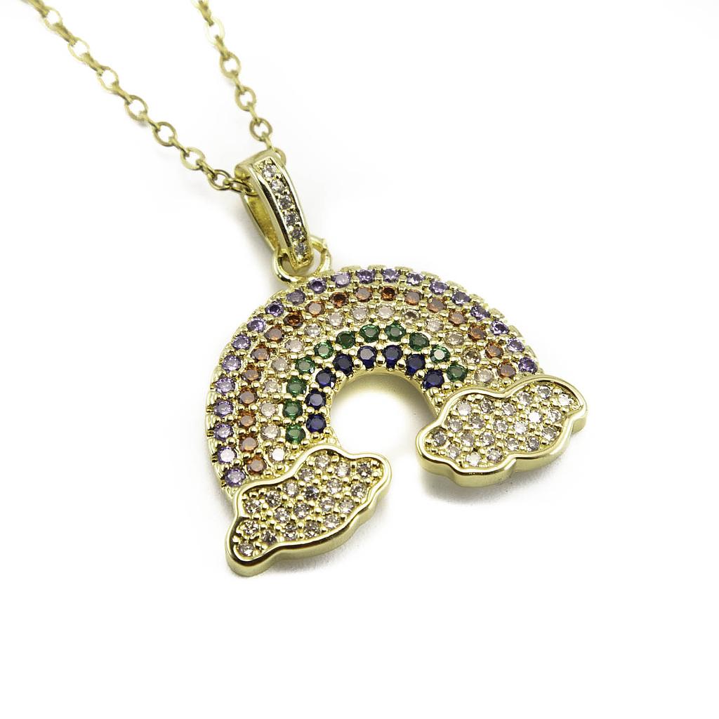 COL250416  Collar Acero Inoxidable Arcoíris con Piedras Miniatura