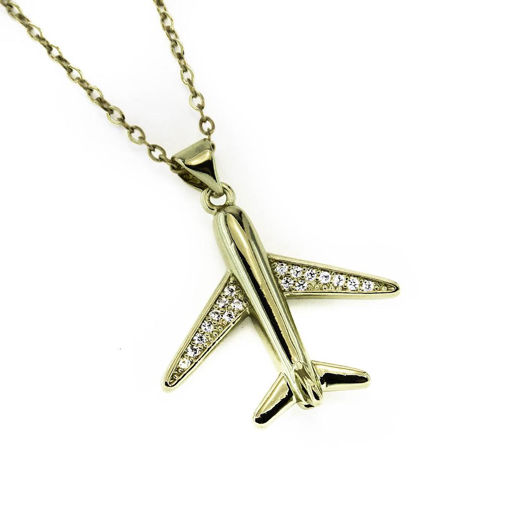 COL250418 Collar Acero Inoxidable Avión