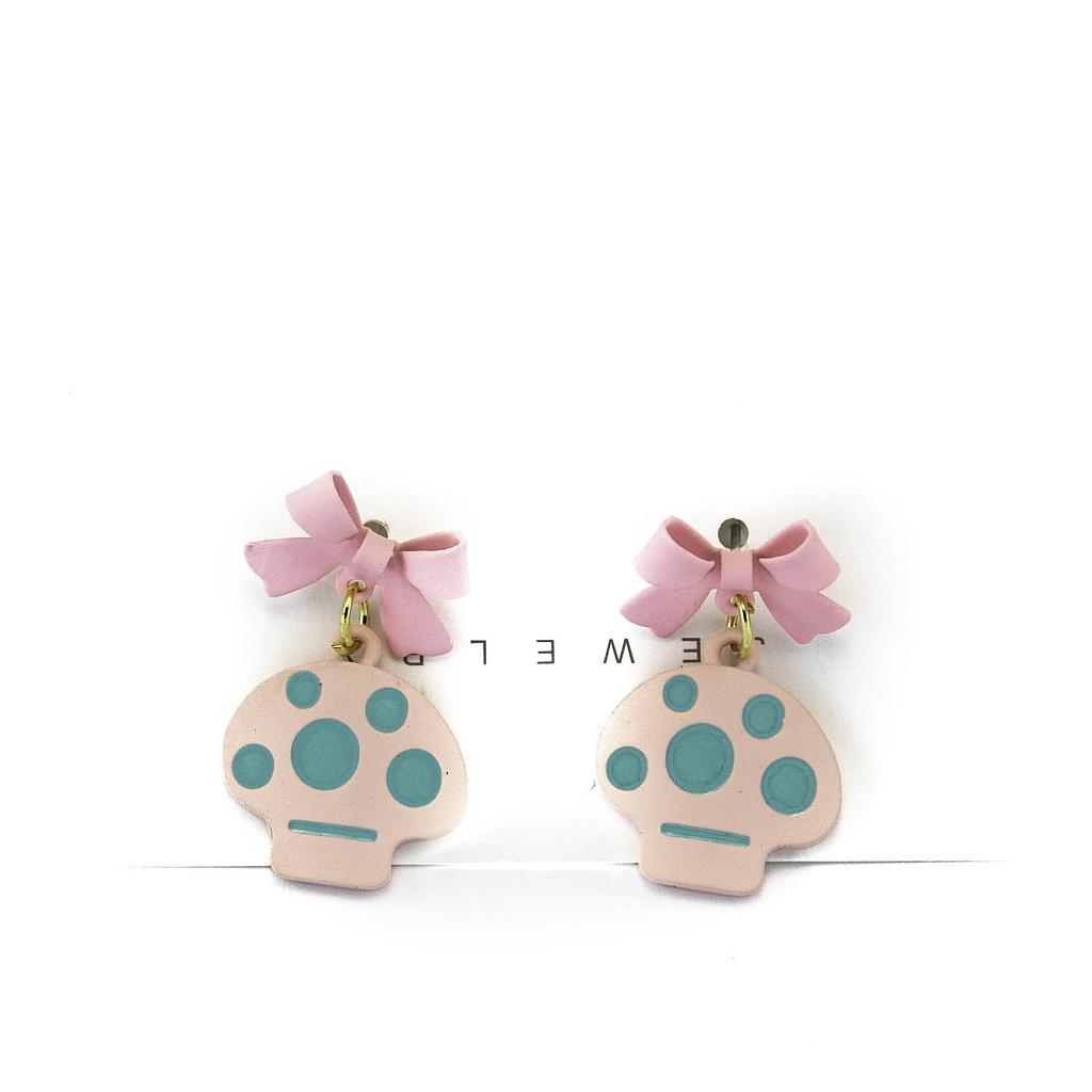 AR520419 Arete Bisutería Moño-Hongo Kawaii