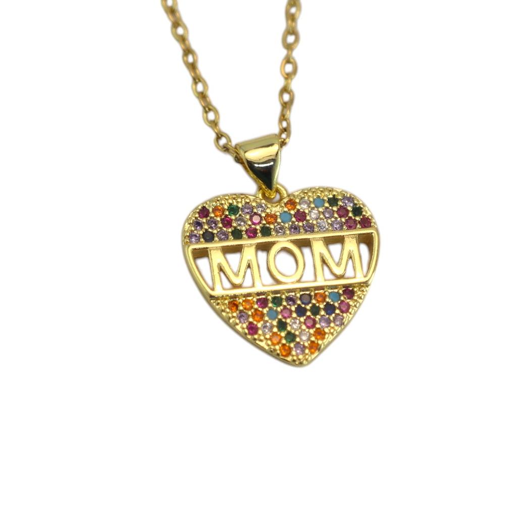 COL160737 Collar Acero Mom Piedras de Colores