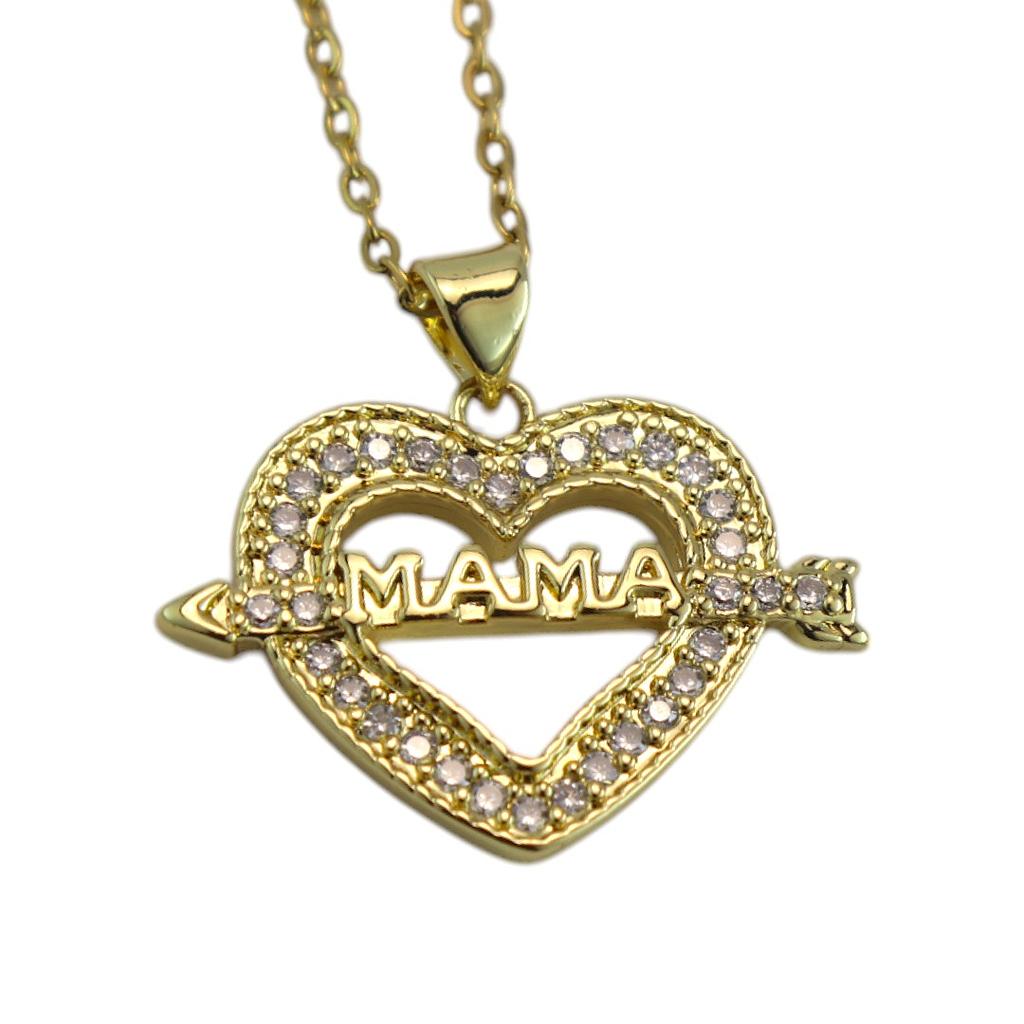 COL160740 Collar Acero Mamá Corazón Flechado