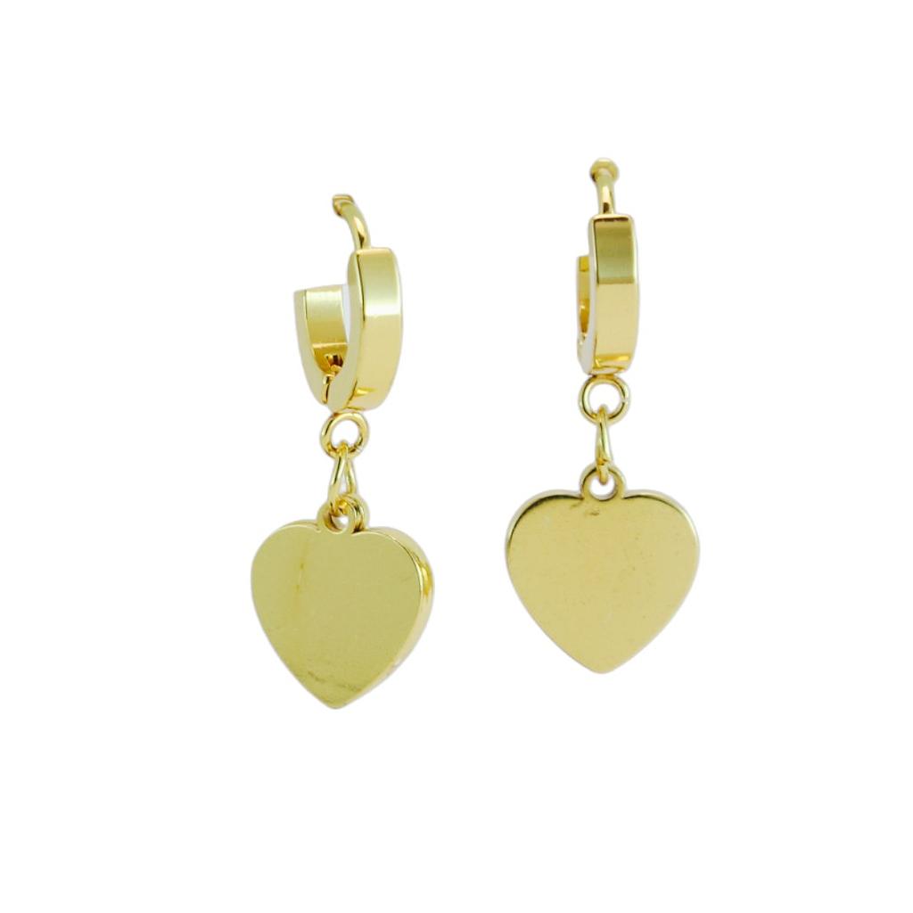 AR160704 Huggie Acero Corazón Negro Colgante