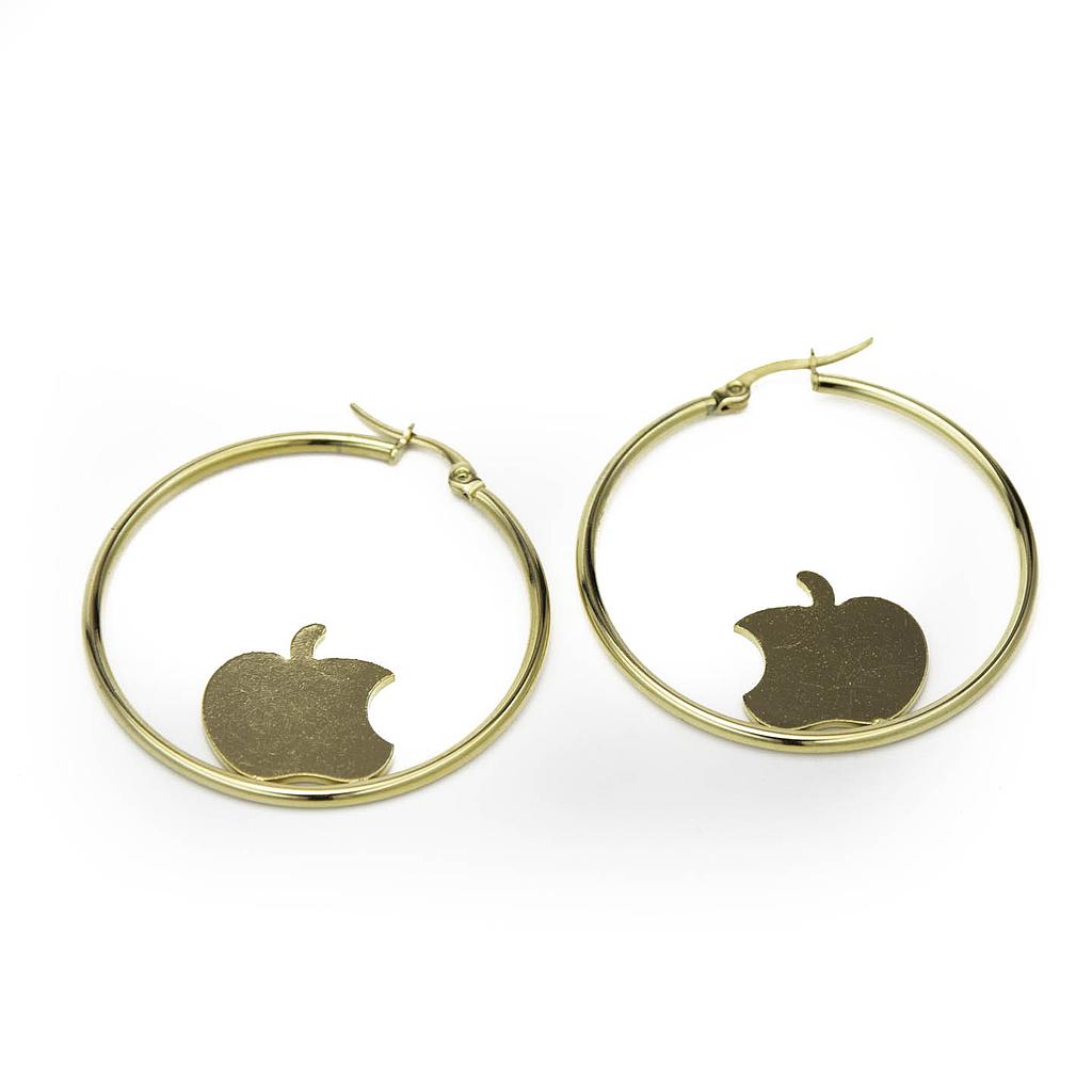 AR21504	 Arracada Acero Dorana Manzana o corazon