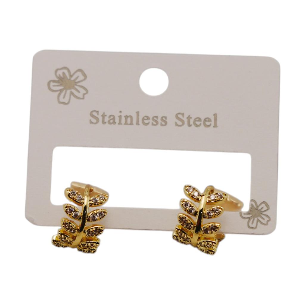 AR263 Arracada Acero Dorada Hojas