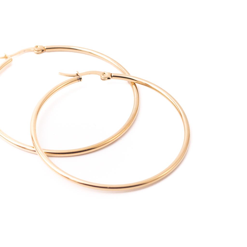 AR005 Arracada Acero Redonda Dorada 50 mm