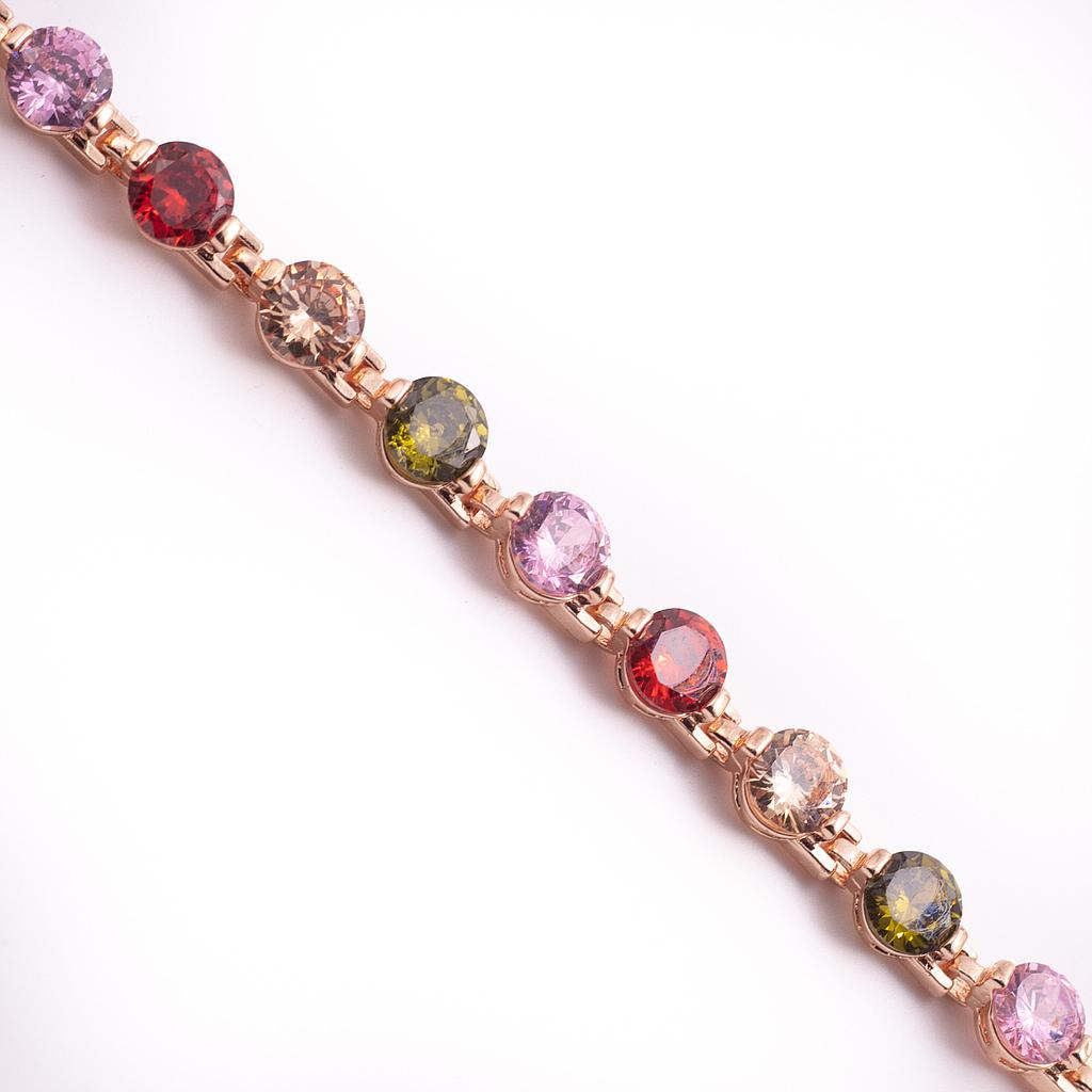 43361 Pulsera Chapa Piedritas de Colores (Redondas)