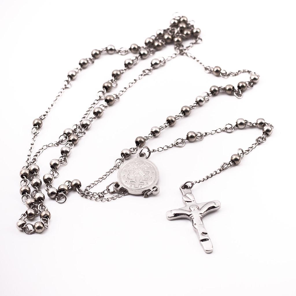 COL086 Rosario Acero Plateado Mediano