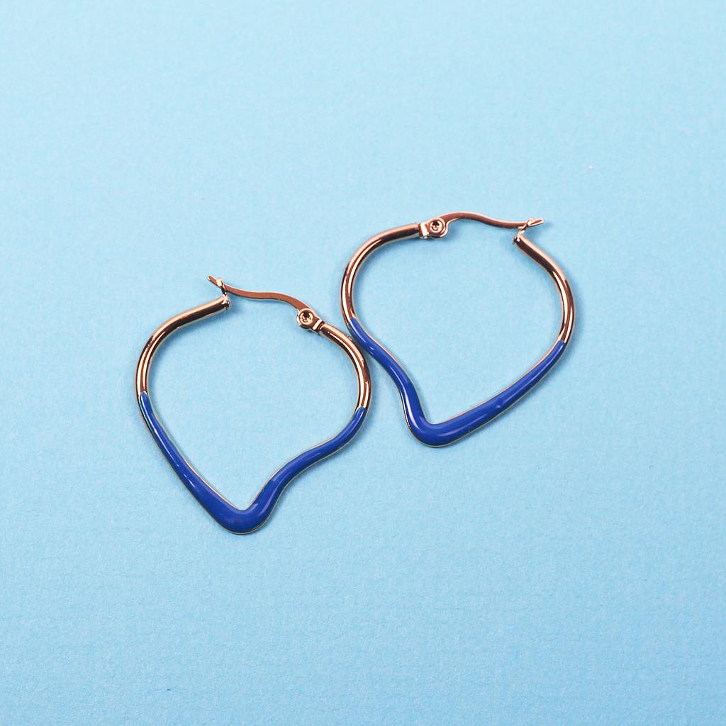 AR1812 Arracada Acero Figura Dorada y Color 30 mm