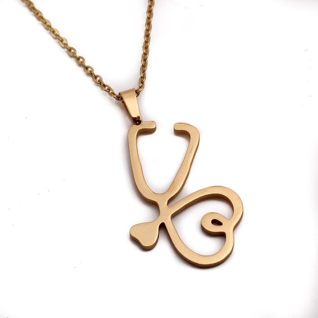 COL116 Collar Acero Estetoscopio  Dorada