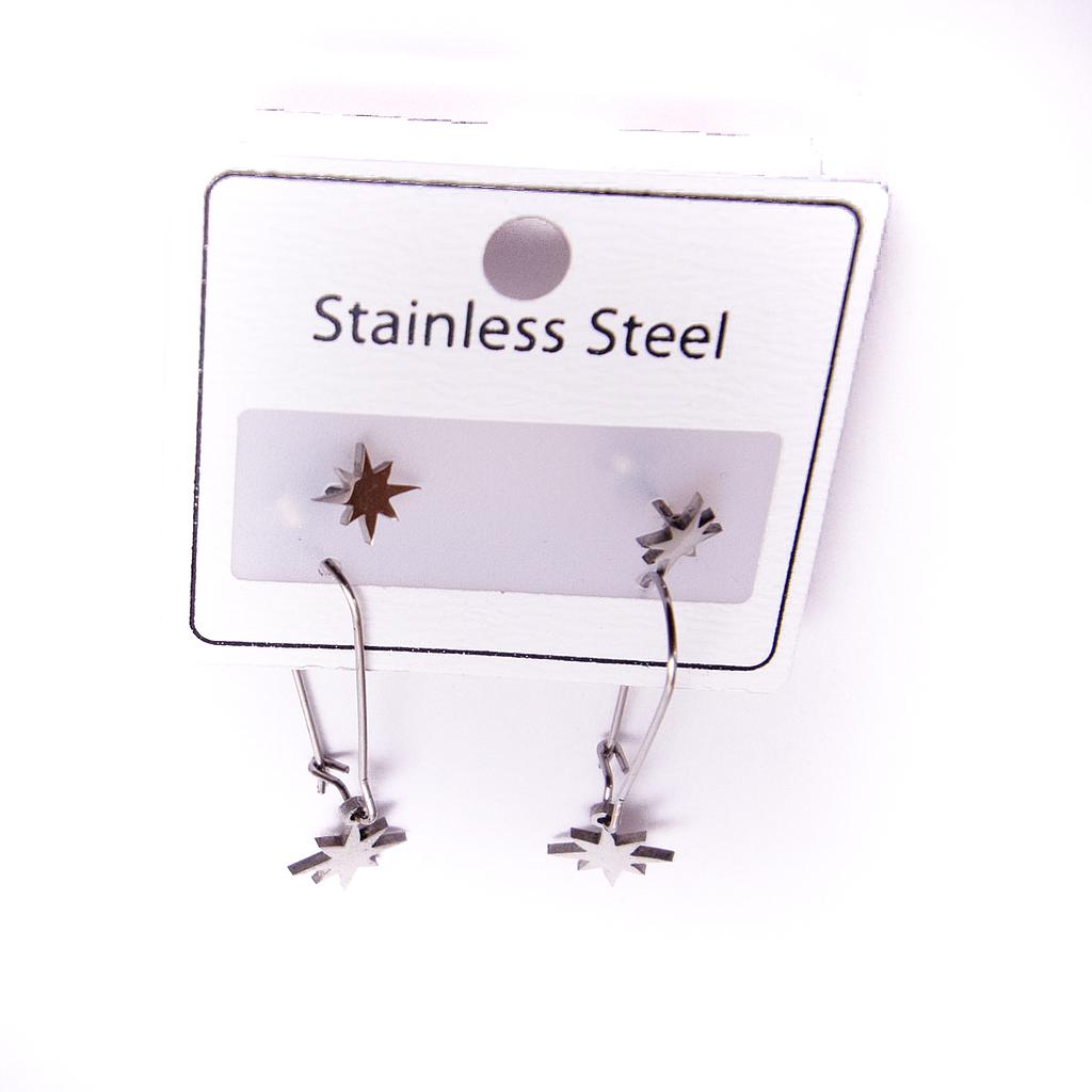 AR20152	Juego Aretes y Broquel Acero Plateado