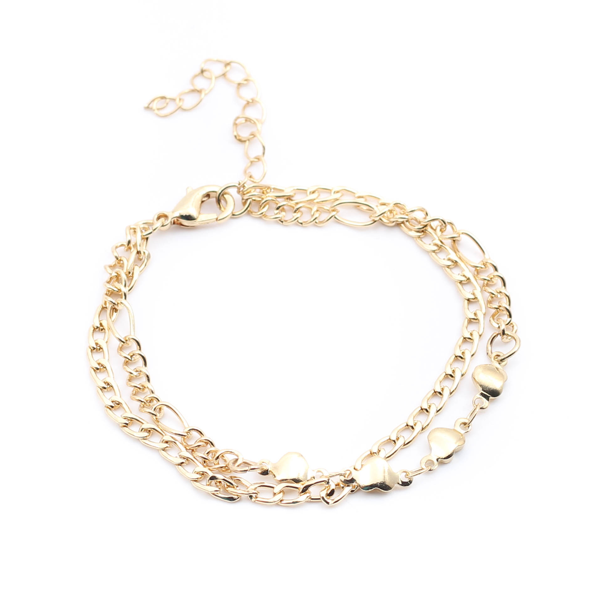 PUL22803 Pulsera Acero dorada Doble Cadena