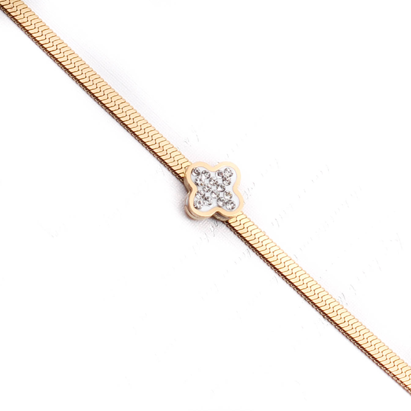 PUL1442 Pulsera Acero Dorada Pecho vivora figura con piedritas