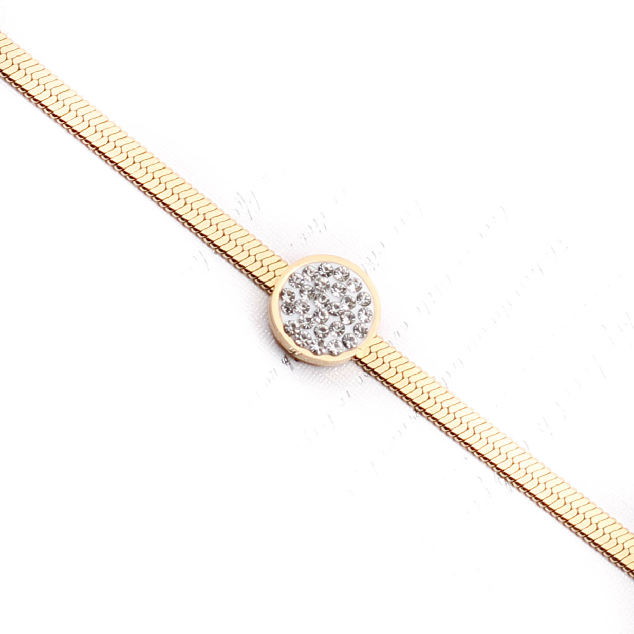 PUL1442 Pulsera Acero Dorada Pecho vivora figura con piedritas