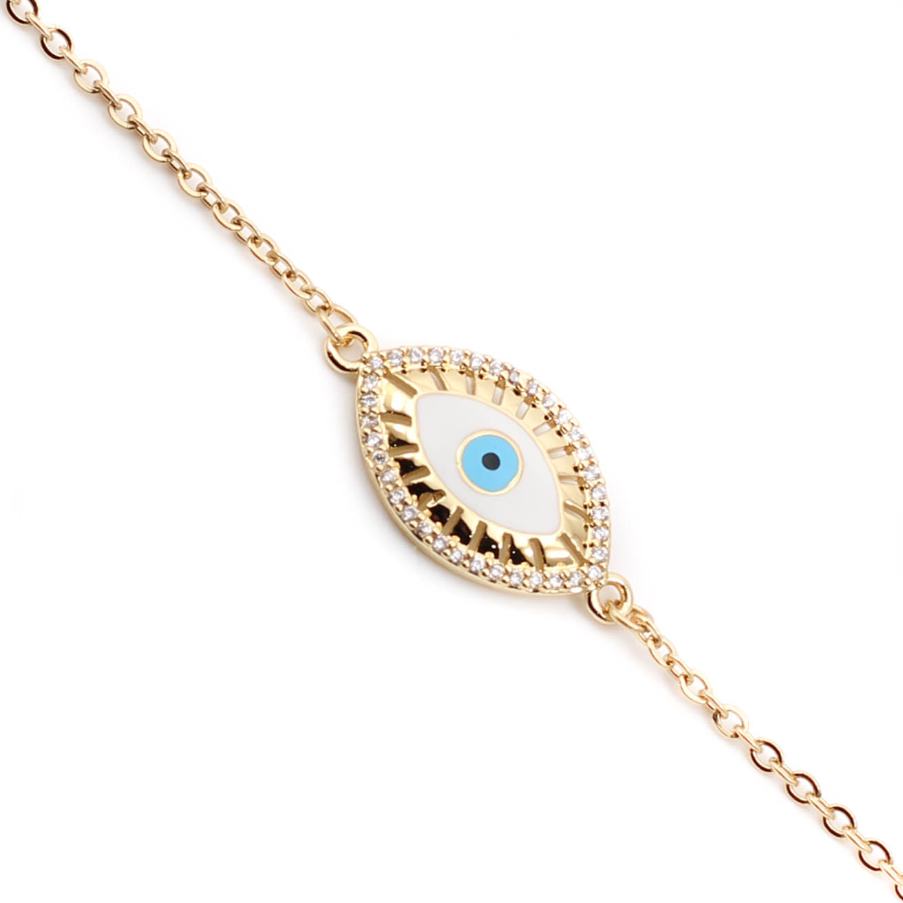 PUL22119 Pulsera Acero Ojo tusrco dorador