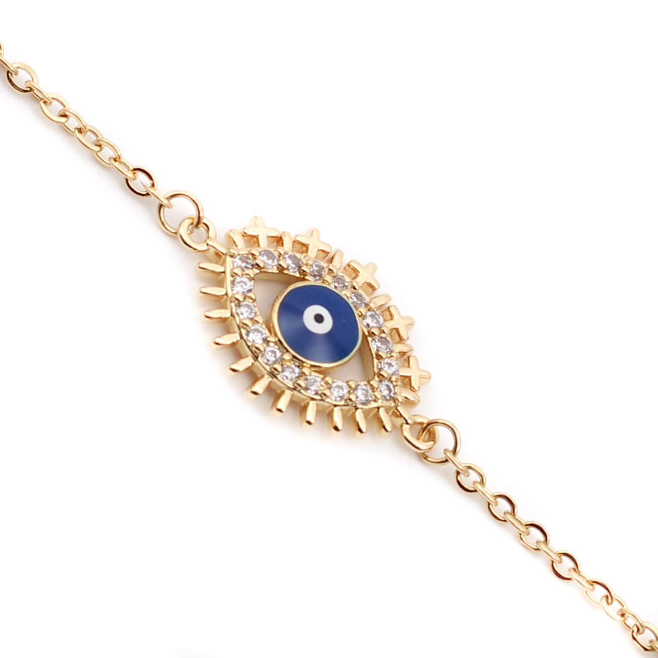 PUL22119 Pulsera Acero Ojo tusrco dorador