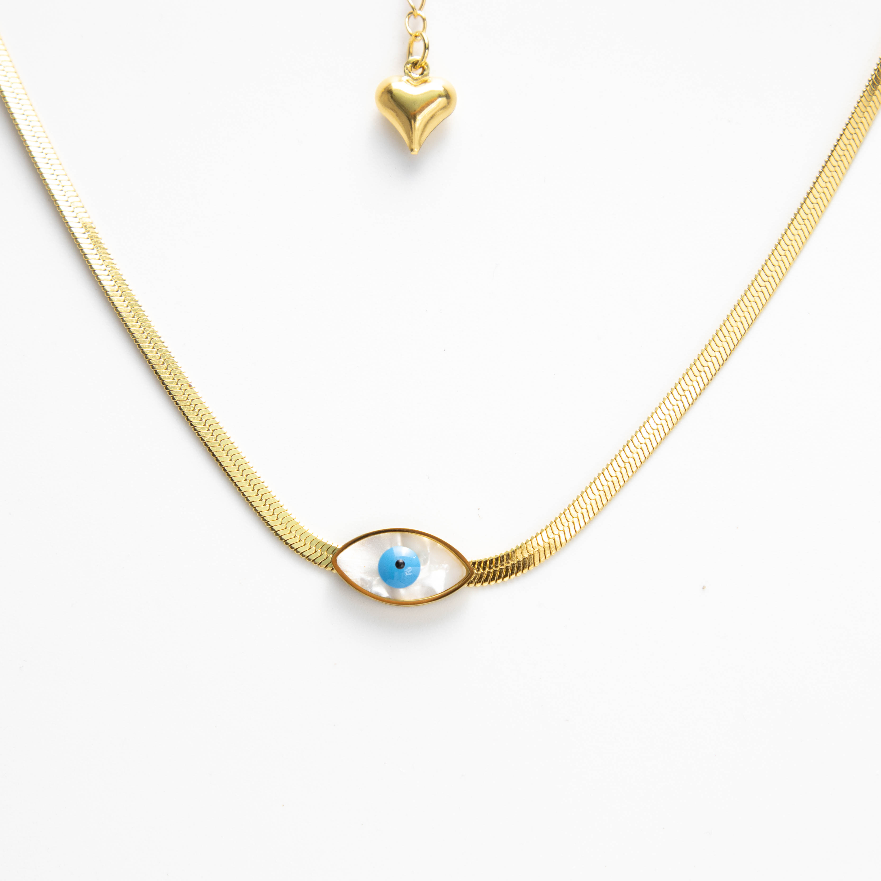 COL160820 Collar Acero dorado pecho de cocodrilo con ojos 5.5