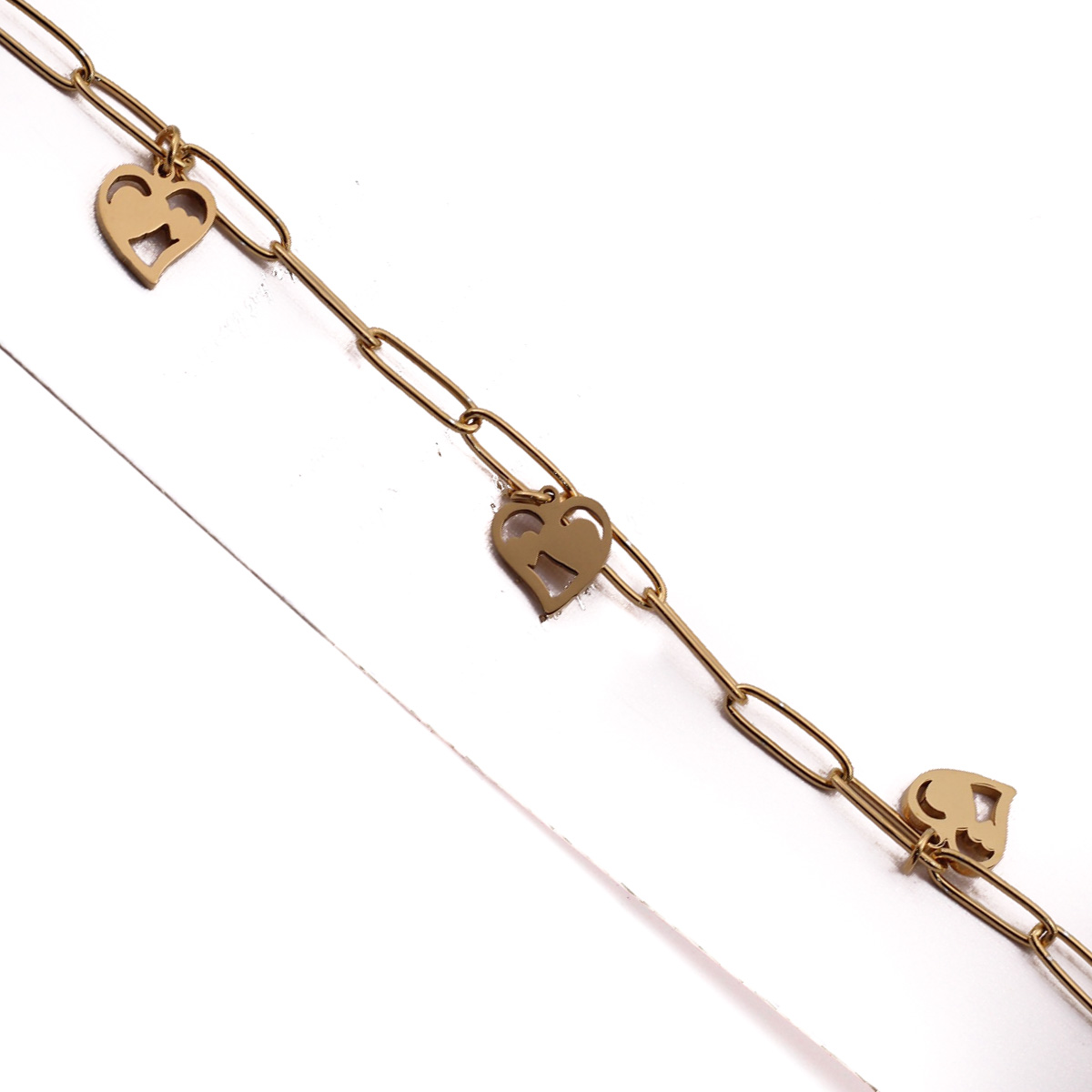 PUL22316 Pulsera Acero dorada Eslabon grande y dijes chicos