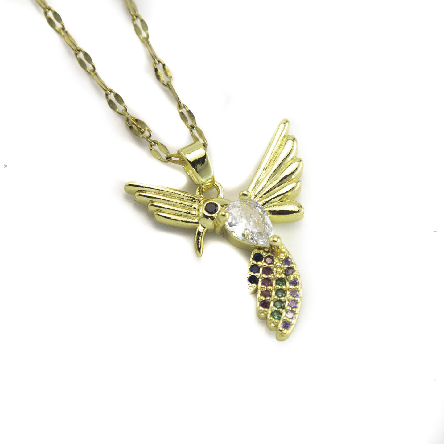 COL2350 Collar Acero Dorado Colibrí Varios Modelos