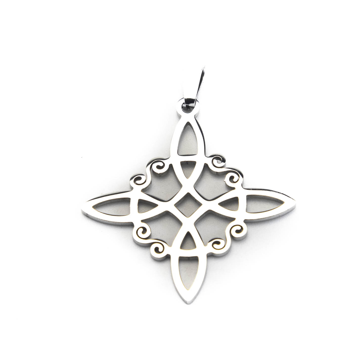 JE2227 Dije Acero Dorado y Plata Nudo de Bruja 3.5 cm