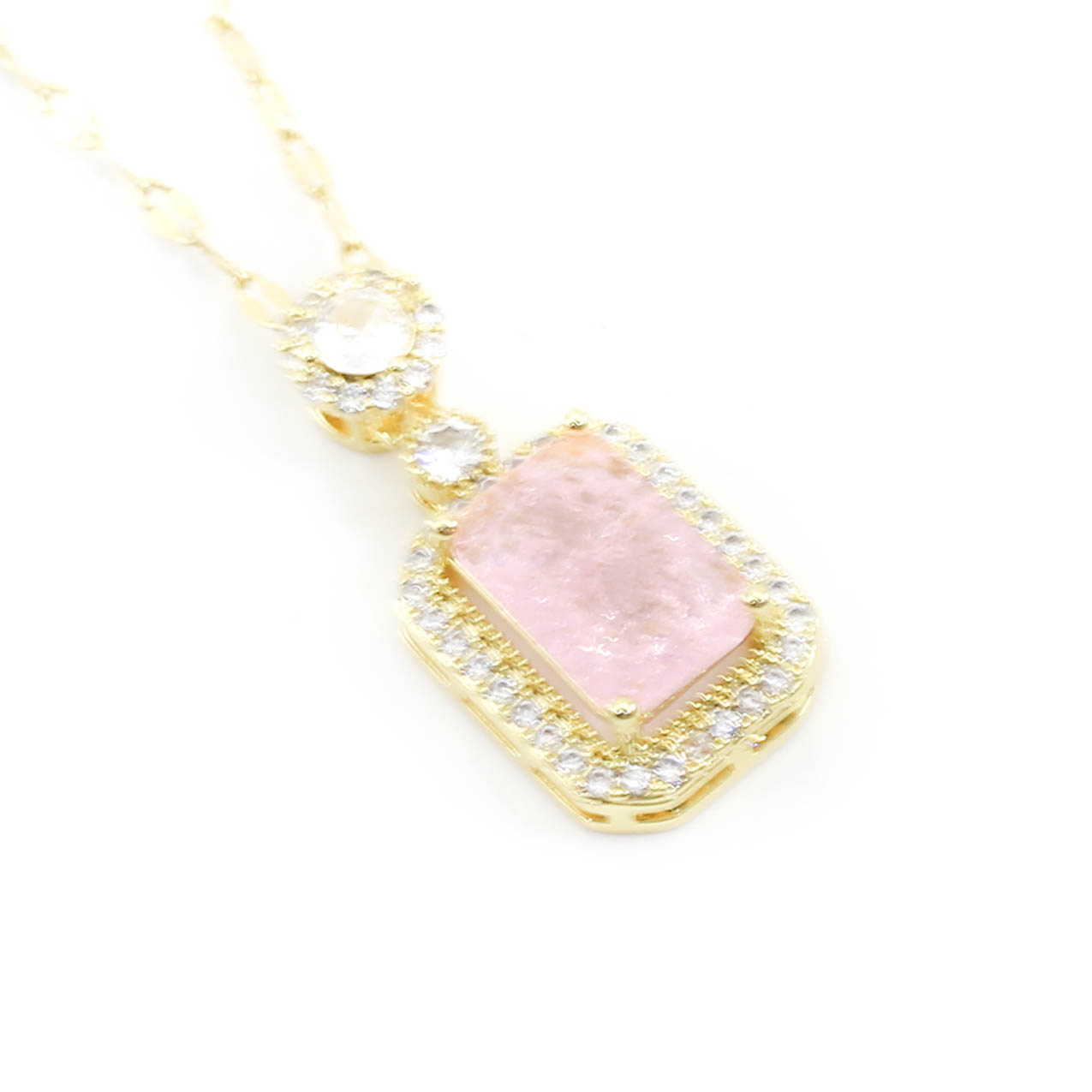 COL2346 01 Collar Acero dorado piedra rectangular color