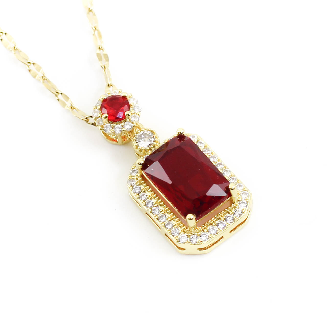 COL2346 02 Collar Acero dorado piedra rectangular color