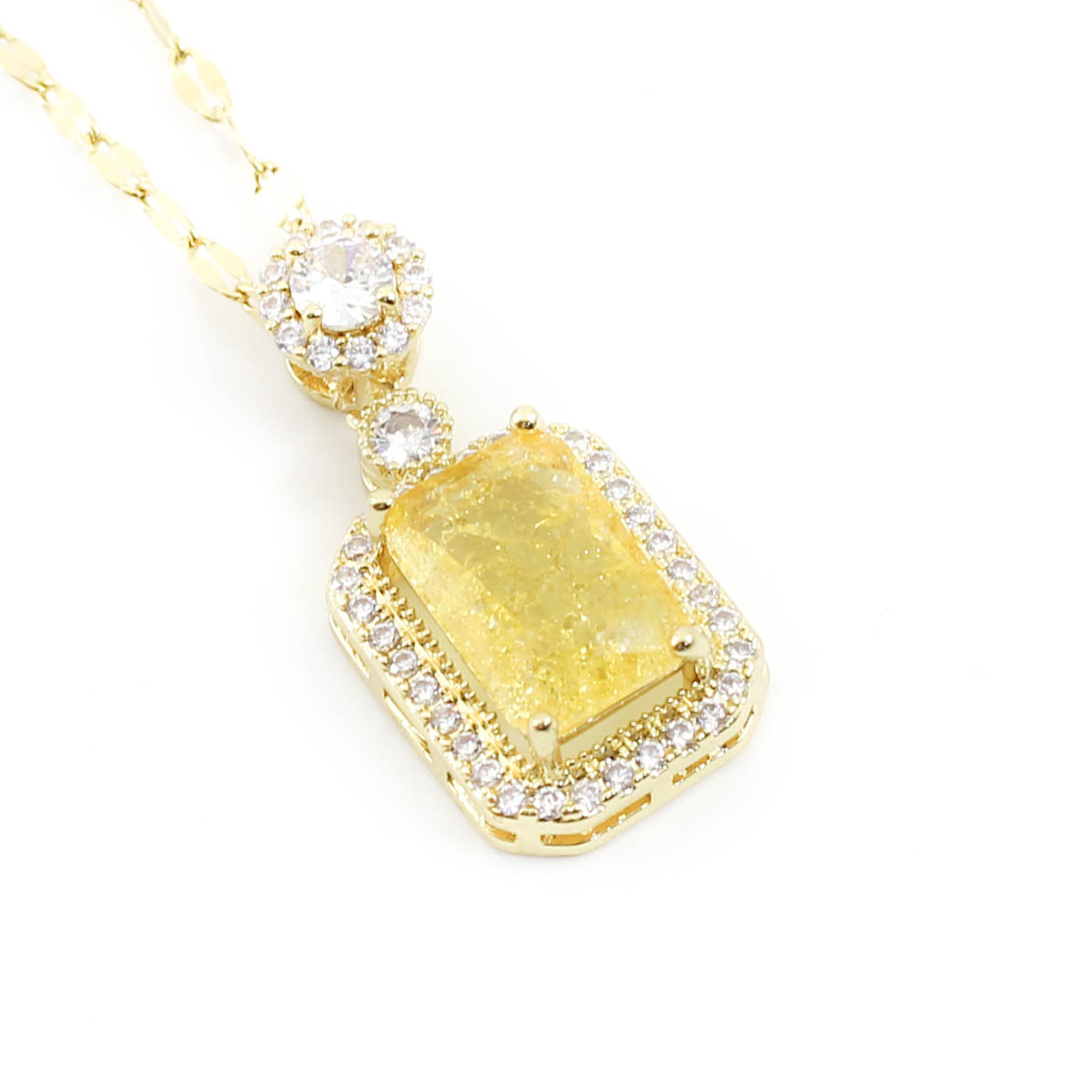 COL2346  Collar Acero dorado piedra rectangular color