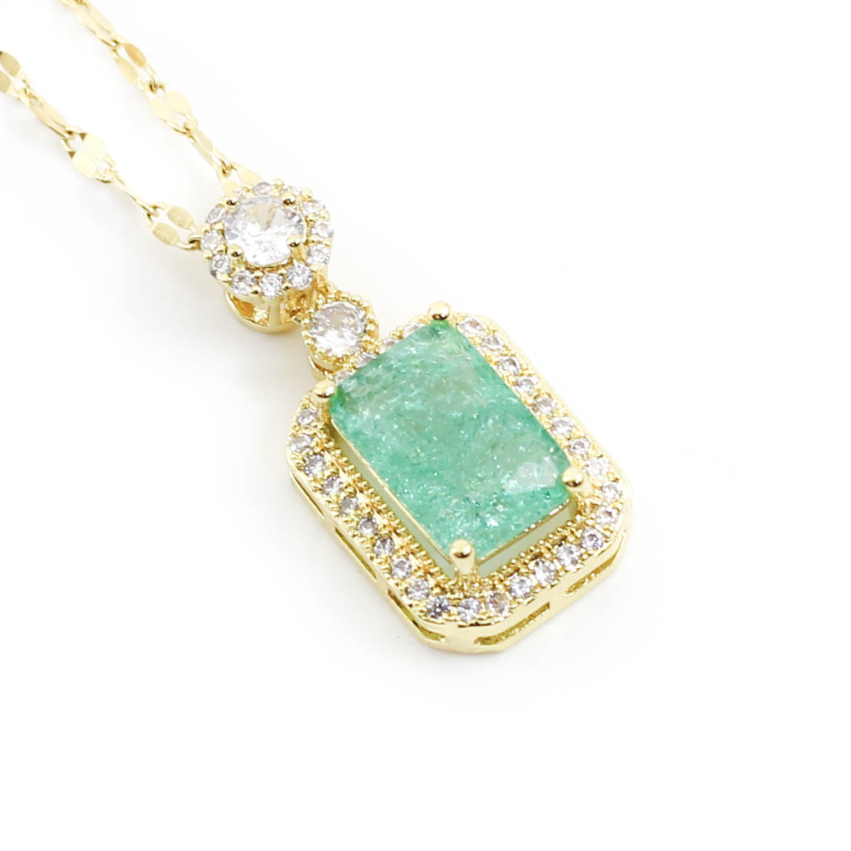 COL2346 Collar Acero dorado piedra rectangular color