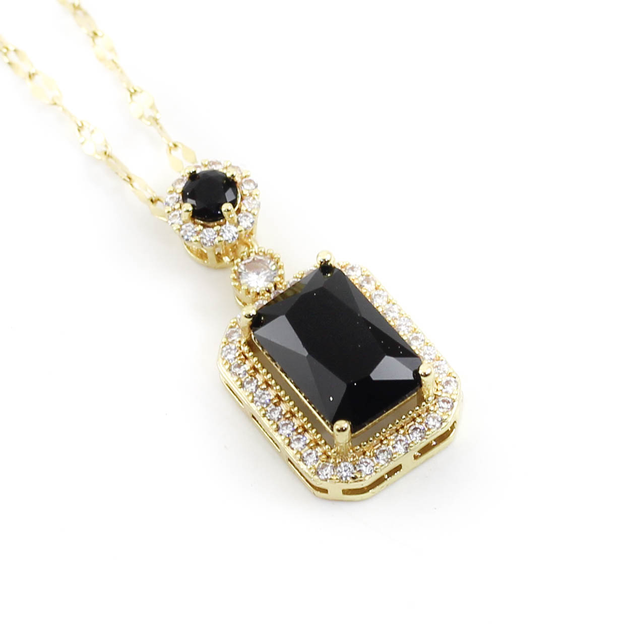 COL2346 Collar Acero dorado piedra rectangular color