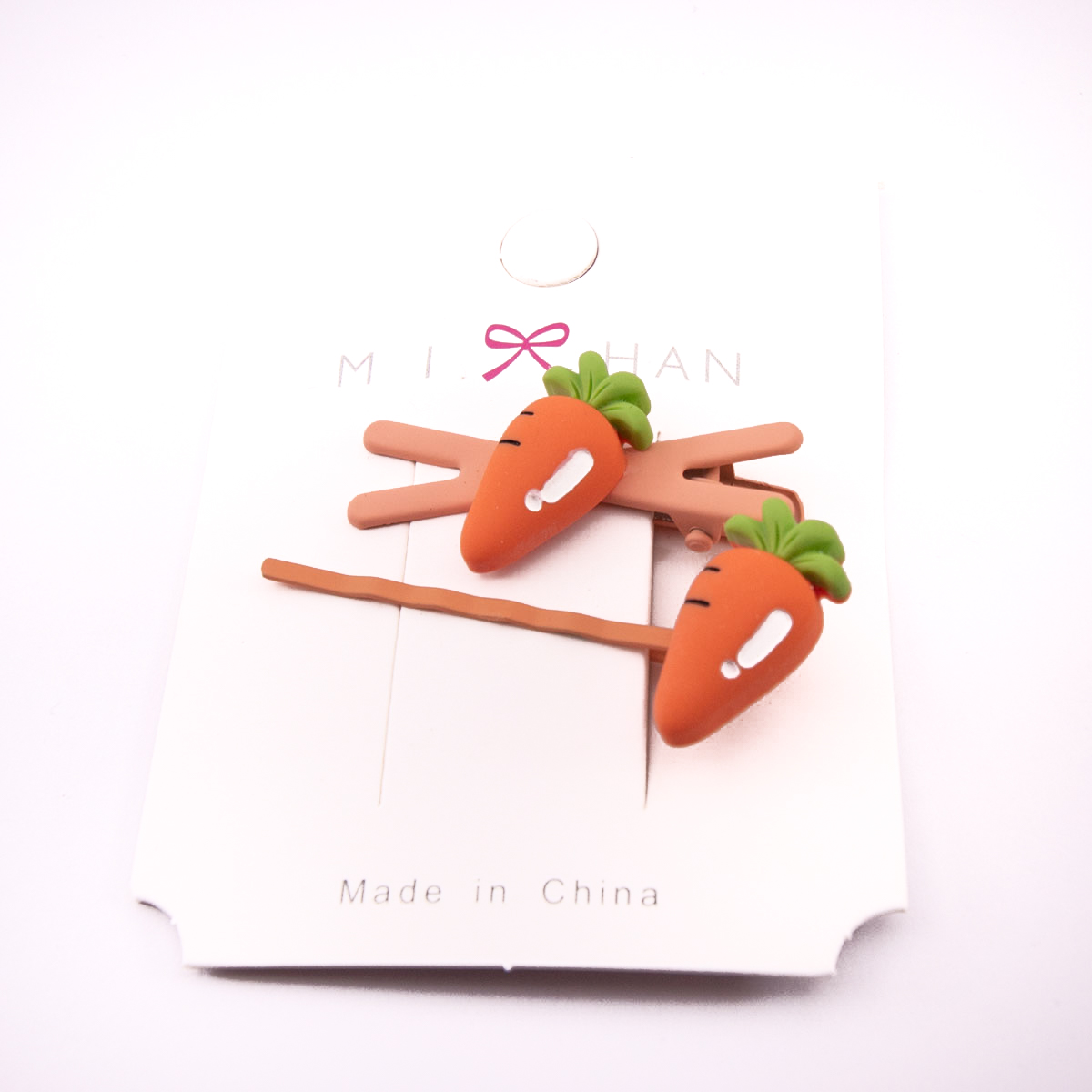 A80 03	Duo pasador y pinza p/cabello ZANAHORIA